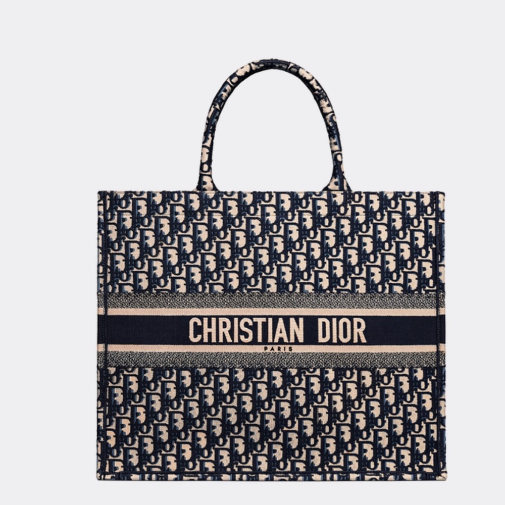 Large Dior book tote (Navy Blue) comes in original packaging